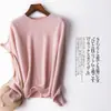 Suéter de Cashmere 100% de Alta Qualidade Sem Costura Outono/Inverno 2024 para Mulheres, Suéter Pulôver de Gola Redonda Slim-Fit, Camada Base