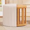 Banquito pequeño para el hogar, banquito bajo redondo para sentarse, taburete simple para cambiarse los zapatos, sofá para sala de estar, mesa de centro, banco cuadrado, calabaza, madera maciza, taburete de cuero