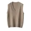 Colete Tricotado Gola V Novo Outono e Inverno Feminino Peça de Roupa Externa Primavera e Outono Camisa Dobrada Solta Colete Suéter Estilo College