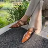 Novas Sandálias Femininas de Moda Verão Solado Plano Estilo Britânico Leve Retro Francês Couro Patente Original Couro Genuíno