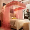 Mosquitero manual de riel en forma de U transfronterizo personalizado con marco de tres puertas para dormitorio del hogar, estilo princesa, encriptado, de pie
