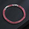 Pulsera de cadena de tenis Elmosha transfronteriza caliente 2.5*5.0mm de cobre de una sola fila totalmente incrustada con circonitas de colores Amazon
