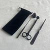 Ferramenta de vela de aromaterapia de aço inoxidável preto Conjunto de três peças Vela Bell Tampa de vela Vela Pavio Gancho de vela de corte