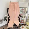 Pantalones de paracaidista a rayas de estilo americano de secado rápido para hombre y mujer, estilo fino de verano, con bloques de color, pierna ancha, holgados, transpirables, casuales, pantalones de longitud de piso