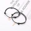 Pulseira Casal Amor Chave Pequena Simples Personalizada Estilo Japonês e Coreano Corda de Mão Preta Retrô Lori Pulseira Namorada