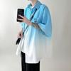 Verão Novo Tie-Dye Mudança Gradual Marca Tendência Camisa de Manga Curta Masculina Senso de Alto Padrão Solta Duffian Camisa Casual Tendência Seda de Gelo