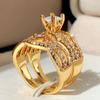 Cao Shi Amazon Venta Caliente Nuevo Anillo de Circonio Ocho Corazones Ocho Flechas Diamante Completo Banquete Europeo y Americano Fiesta Anillo de Compromiso