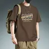 Camiseta de Manga Corta para Hombre, Verano Holgada, Estilo Americano, Estilo Trendy de Hong Kong, Nuevo Estilo Ins, Camiseta de Manga Tres Cuartos, Comercio Transfronterizo