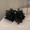 Francês Oversized Preto Satin Bow Grab Clip Grampo de Cabelo de Alta Qualidade Mulher De Volta Da Cabeça Tubarão Clipe Verão Novo Estilo