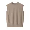 Otoño/Invierno Nuevo Estilo Ropa Interior Cachemira Pura para Mujer Suéter de Cuello Redondo Sin Mangas Chaleco Cálido Chaleco Fábrica de Origen Dropshipping