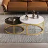 Mesa de centro moderna minimalista de lujo ligero para sala de estar, adecuada para casas pequeñas, estilo nórdico, mesa auxiliar redonda extensible para sofá