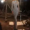 2027 Nuevo Estilo Marca Independiente Vestido Hueco de Hombros Caídos Cuello Redondo Europeo y Americano Ajustado Elegante Vestido de Lentejuelas con Forma de S para Mujer