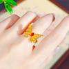 Jin Yan Long Não Desbota 24k Ouro Brilhante Filamento Oco Borboleta Anel Ajustável Fuga Princesa Su Anel Anel Feminino