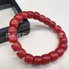 Alternativa a la Ágata Roja del Sur, Pulsera de Abalorios Estilo Vintage de Corte Recto, Pulsera Rojo Caqui, Pulsera de Abalorios Redondos de Jade Similar al Cuarzo, Cuentas de Ábaco