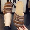 Novos chinelos de linho Baotou para mulheres, casa interna, sola macia, piso de madeira, antiderrapante, sola grossa, sandálias para casa, tecido masculino