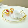 Bandeja de lujo ligera estilo ins, bandeja de té redonda para comedor, mesa de té, taza de té, taza de agua, plato de sala de estar para el hogar, venta al por mayor