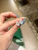 Ondas de PlayaCorte Flor de Hielo Diamante Azul Cristal de Hielo Huevo de Paloma Pendientes para Mujer, Verano, Iluminador, Sencillo, Versátil, Pendientes de Lujo Ligero