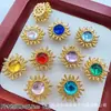 Nueva Caja Mágica Redonda con Lazo de Corazón de Diamante Dorado Ocho Agujeros Separadores de Cuentas Pulsera de Cuentas DIY Collar Joyería