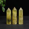 Columna de citrino natural transfronteriza caliente de punta única prisma hexagonal piedra de citrino pulida adornos de escritorio para oficina