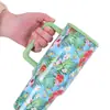 Impresión por transferencia de calor 40 oz Taza para coche Acero inoxidable 304 Pajita Taza de vacío Gran capacidad Taza de agua Conservación del frío Calentador de hielo Taza Transfronterizo