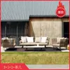 Sofá Exterior Impermeable Casual Sala de Estar Balcón Patio Exterior Mesa de Café Muebles Tejidos de Ratán para Tres Personas Silla de Ratán para Jardín B&B