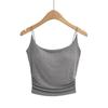 Chaleco plisado con cuello cuadrado y tirantes de estilo europeo y americano para mujer, top corto ajustado de color liso, novedad de verano 2023
