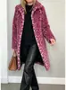 Abrigo de felpa de longitud media con estampado de leopardo estilo europeo y americano 2026, abrigo de solapa de moda para otoño e invierno, abrigo holgado para commuting, en stock