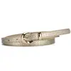 Cinto Transfronteiriço para Mulheres com Fivela Dourada Clara, Padrão Crocodilo, Cinto com Fivela de Pino Embutida Retro, Cinto Decorativo Versátil Personalizado para Calças Femininas