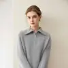 Suéter de cuello alto con media cremallera de cachemira pura para mujer, nuevo estilo otoño e invierno, tejido holgado y estilizado, top básico de manga larga