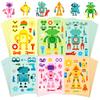 Compra Directa Transfronteriza [Calificado Ce.Cpc] 6 Hojas/Paquete Robot Puzzle Caras Cambiantes Pegatinas Dibujos Animados Creativo y Divertido