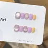 QianfanJengibre Fruta Leche TaroEstilo Veraniego Femenino Ojo de Gato Puro Hecho a Mano Pegatinas de Uñas Portables Uñas Postizas