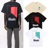 Versión Alta Transfronteriza Colección de Manga Corta Rhude Retro Americano Marlboro Streetwear Casual Holgado Pareja Camiseta de Cuello Redondo