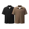2687 Retro Americano Tejido de Gofre Pesado 300g Diseño Falso de Dos Piezas Camiseta Suelta de Manga Corta para Hombre High Street