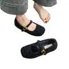 Mocasines Peludos de Correa Única para Mujer, Zapatos Planos Elegantes para Exteriores con Suelas Gruesas y Forro de Felpa para Otoño e Invierno 2026