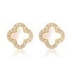 Colar de Trevo de Quatro Folhas Jing Xu em Prata Esterlina 925 com Ágata Negra Inlay Acessível de Luxo Brincos de Ponta Conjunto de Brincos em Prata Esterlina