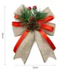 Enfeite de Laço de Natal Xadrez Vermelho e Preto Veludo Folha de Pinheiro Fruta Vermelha Decoração Suspensa para Árvore Guirlanda