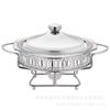 Vendas Diretas da Fábrica Transfronteiriças Fogão de Jantar de Vidro Resistente ao Calor Aquecimento a Álcool Fogão Buffy Cor Natural Banhado a Ouro Buffet Hot Pot Fogão de Jantar