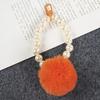 Nuevo llavero con colgante de bola de pelo, cadena de cuentas, pequeño, fresco, blanco brillante, accesorios de cadena, gancho para puerta pintado, funda para auriculares, decoración