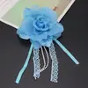 Diadema Día del Niño Tela Rosa Cinta Cuentas Falda de Escenario Accesorios Broche Joyería Pasador Flor de Cabeza para Actuación Infantil