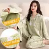 Pijama de Maternidade de Algodão Puro para Primavera e Outono, Manga Longa, para Amamentação, Todo em Algodão, Roupa Pós-Parto para Amamentar, Conjunto de Duas Peças para Casa