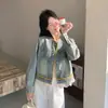Moda Casual de Otoño 2026, Chaqueta Corta de Mezclilla a la Moda con Adorno de Encaje, Adelgazante, Rejuvenecedora y Aclaradora de Piel, Diseño Cómodo