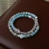 Pulsera de Cuentas de Fluorita Cristalina y Circonita Moda Lujo Ligero Pulsera de Gama Alta Temperamento de Nicho Joyería Versátil Venta al por Mayor