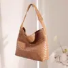 Bolso de Cuero Genuino para Mujer de Venta Caliente Transfronteriza, Bolso Tote Tejido Simple y de Moda, Bolso de Mano y Bolso de Hombro de Gran Capacidad para Mujeres, Hecho de Piel de Vaca
