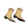 Otoño Deseo Nuevo Exportación Talla Grande Botas de Cuero de Media Pantorrilla para Mujer Punta Fina Bota Individual de Tacón Medio Estilo Vaquero Occidental