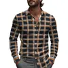 Camisa de Hombre a Cuadros y Rayas Primavera Un Botón Diseño de Solapa 2025 Ligera Corte Holgado Moda
