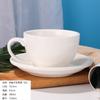 Terno de xícara de café estilo europeu, preto, simples, cerâmica, branca, leite, capuccino, 300ml, xícara e pires