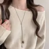 Colar de Estrela do Mar com Laço Estilo Coreano Joia para Mulheres, Corrente de Clavícula de Luxo com Design Único, Acessório de Corrente Longa para Suéter