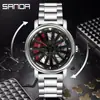 Sanda 1057 Reloj de Cuarzo de Moda y Genial con Cortes Correa de Acero Resistente al Agua Reloj para Hombre Rueda Giratoria Reloj Creativo Personalizado