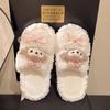 Lindas Pantuflas de Algodón Peludas de Dibujos Animados para Mujer, para el Hogar, Interiores, Suela Plana Súper Suave, Aspecto de Alta Calidad, Pantuflas Antideslizantes Shirley Mei