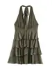 Roupas femininas transfronteiriças 2026 verão novo estilo europeu e americano moda gola halter vestido decorativo em camadas 4764205